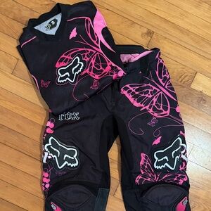 Fox Black and Pink Racing Jersey and moto pants